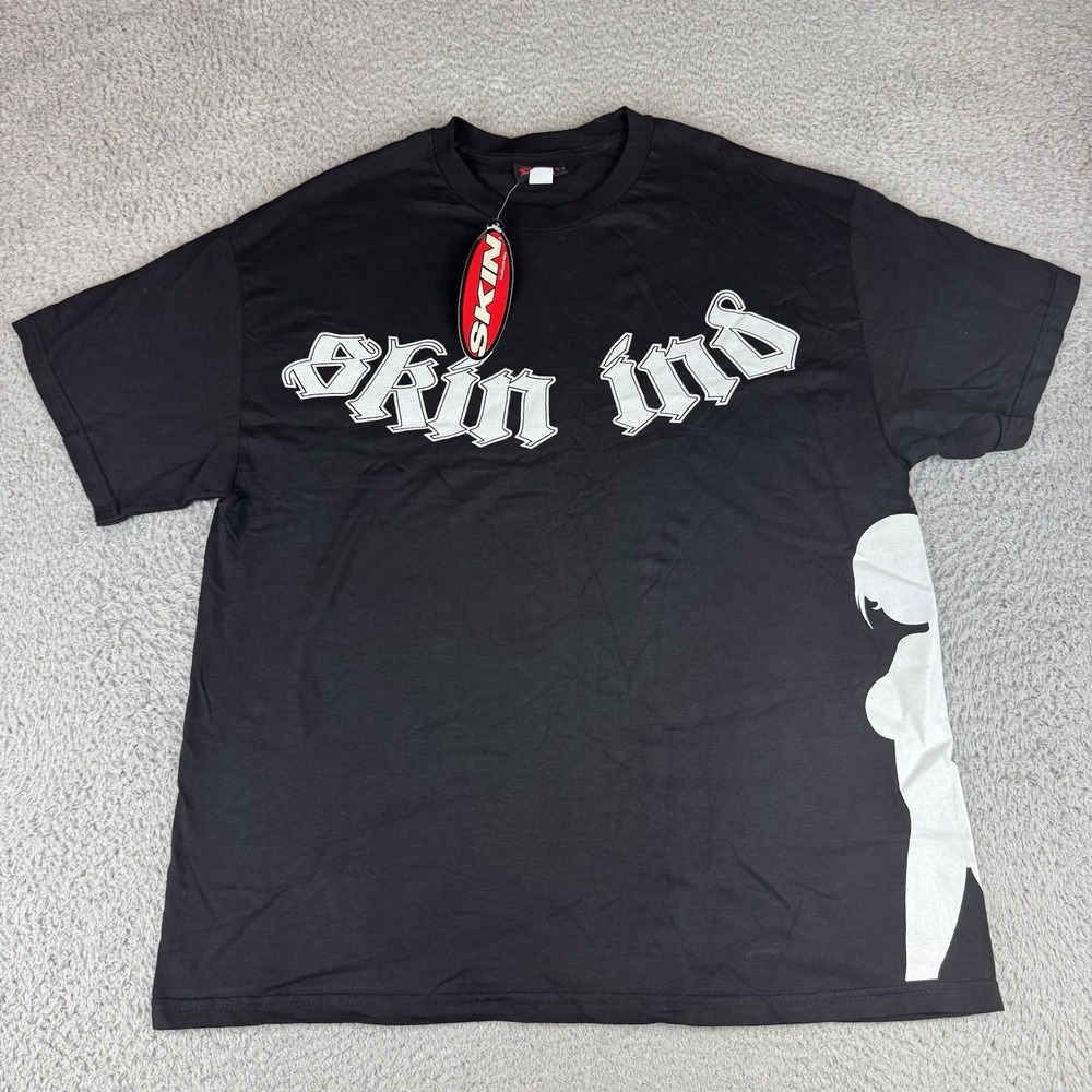 Skin Industries T Shirt Y2k Men's Size Xl Black Nwt Nos Rare Moto Skate